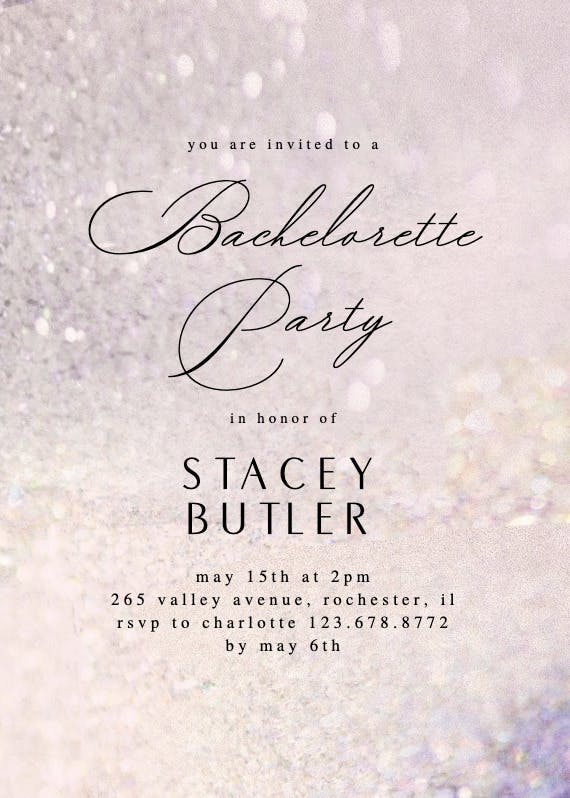 Romantic shimmer - bachelorette party invitation