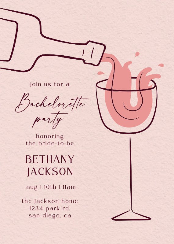 Rosé soirée - bachelorette party invitation