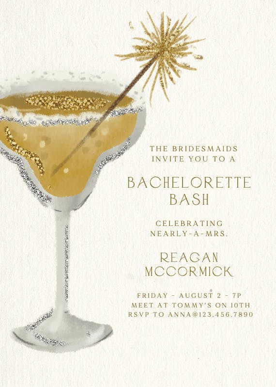 Sassy sip - bachelorette party invitation