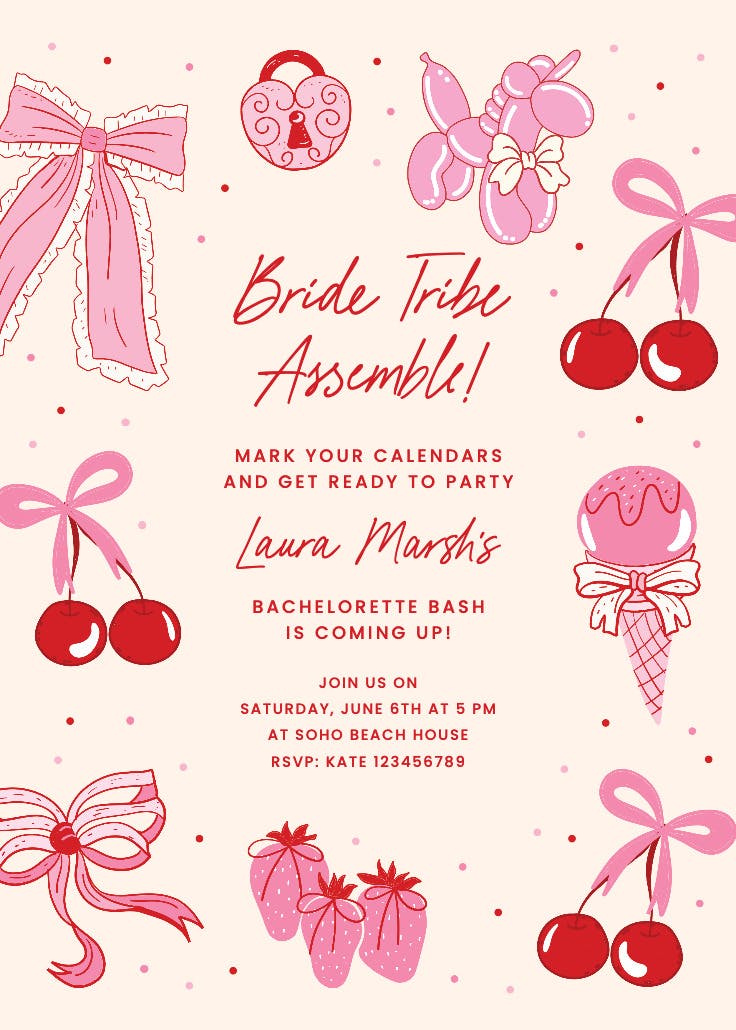 Simple bouquet - bachelorette party invitation