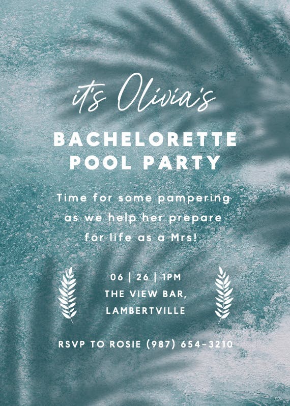Soak and socialize - bachelorette party invitation