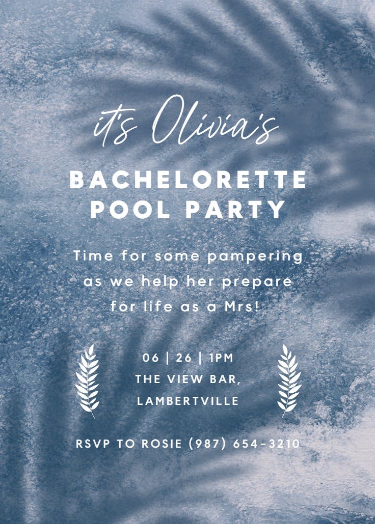 Soak and socialize - bachelorette party invitation