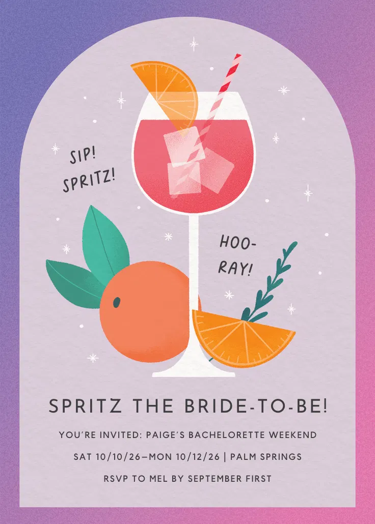 Spritz and sunshine - 招待状