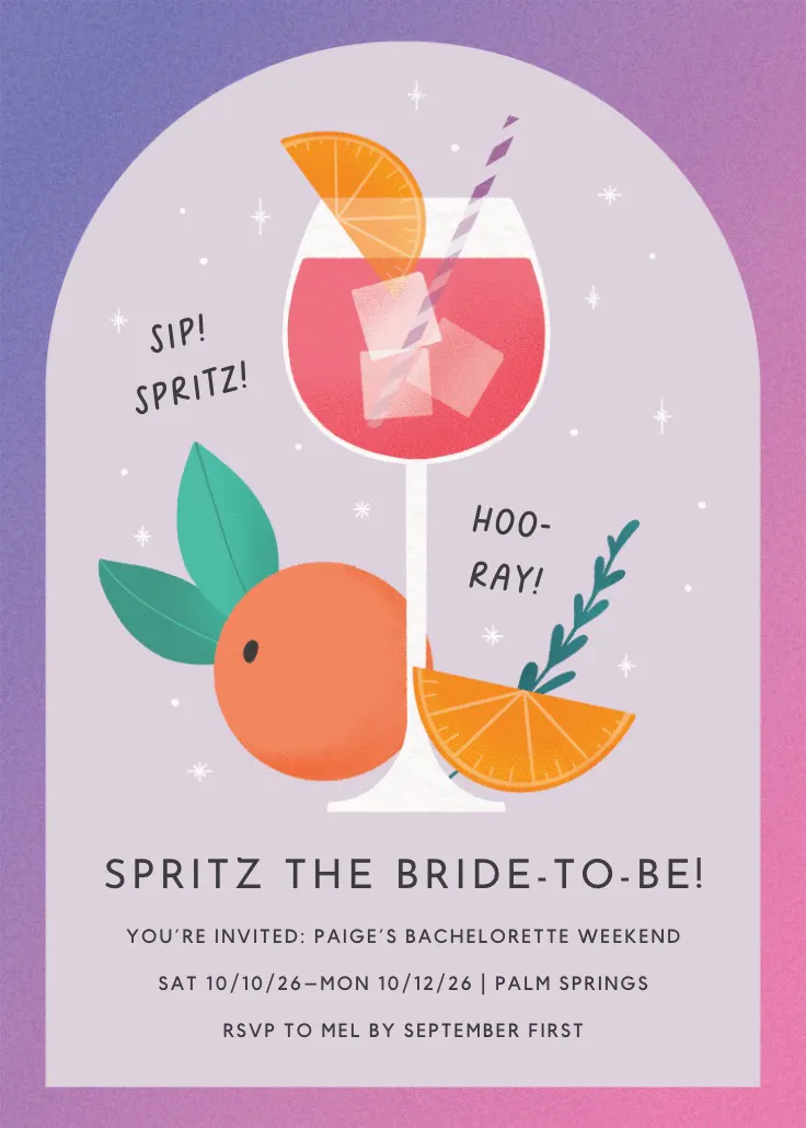 Spritz and sunshine - 브라이덜 파티 초대장