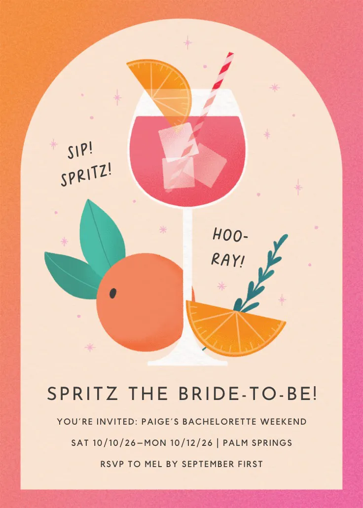 Spritz and sunshine - 브라이덜 파티 초대장