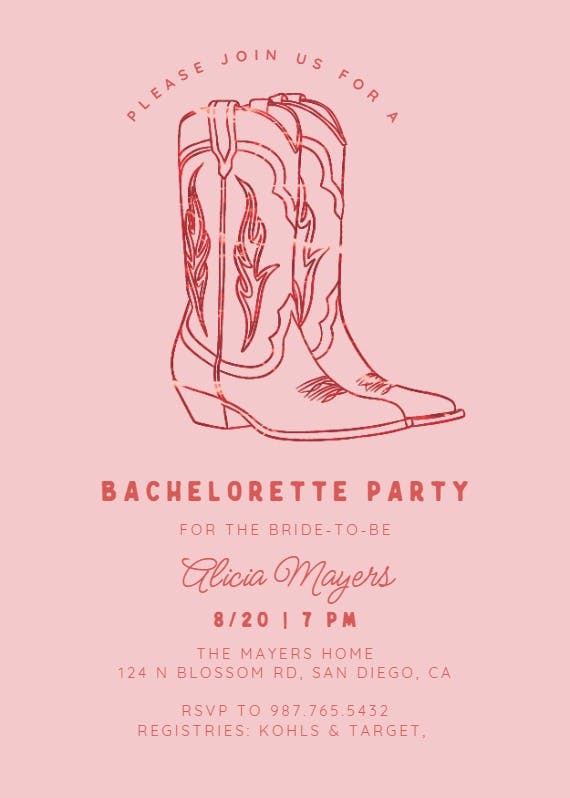 These boots - bachelorette party invitation