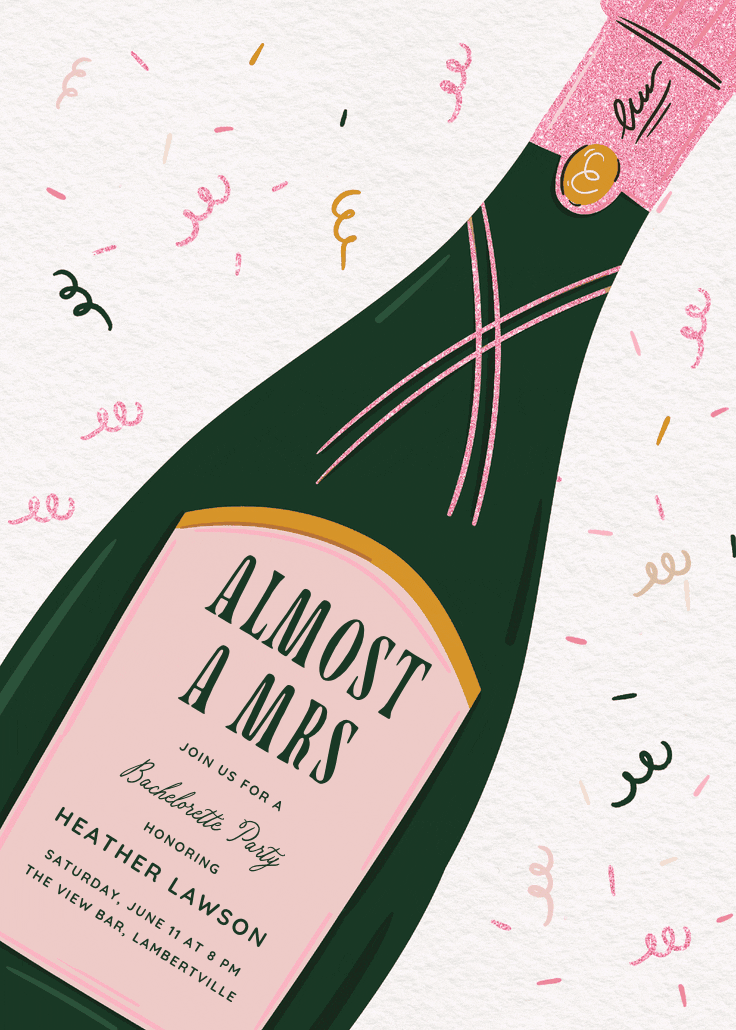 This calls for champagne - bachelorette party invitation