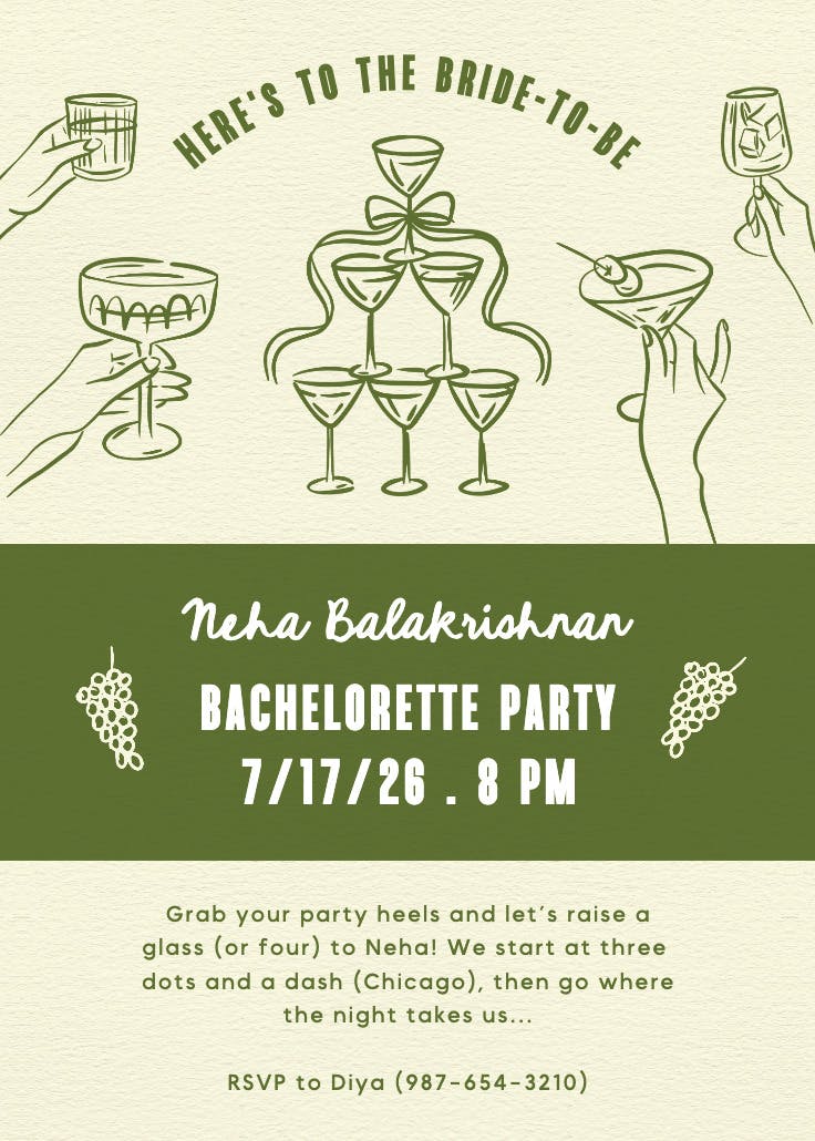 Toast in style -  invitación para despedida de soltera