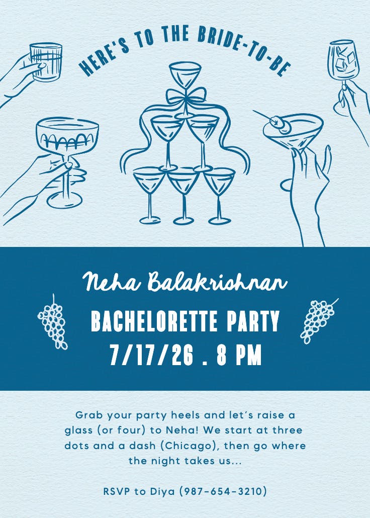 Toast in style -  invitación para despedida de soltera