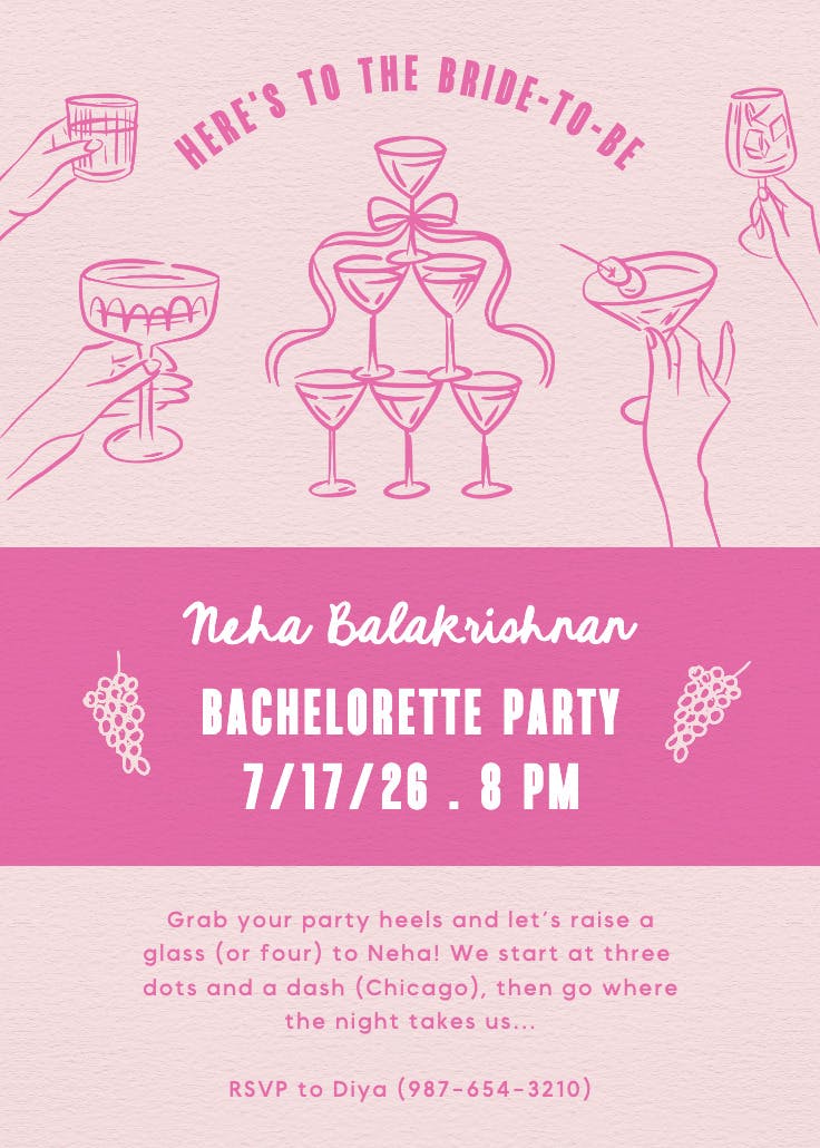 Toast in style -  invitación para despedida de soltera