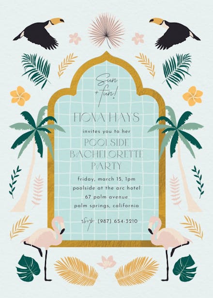 Tropical vibe - bachelorette party invitation