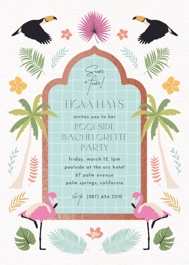 Tropical vibe - bachelorette party invitation