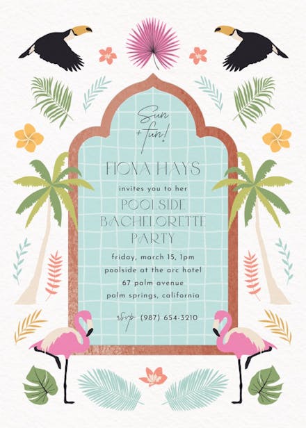 Tropical vibe - bachelorette party invitation