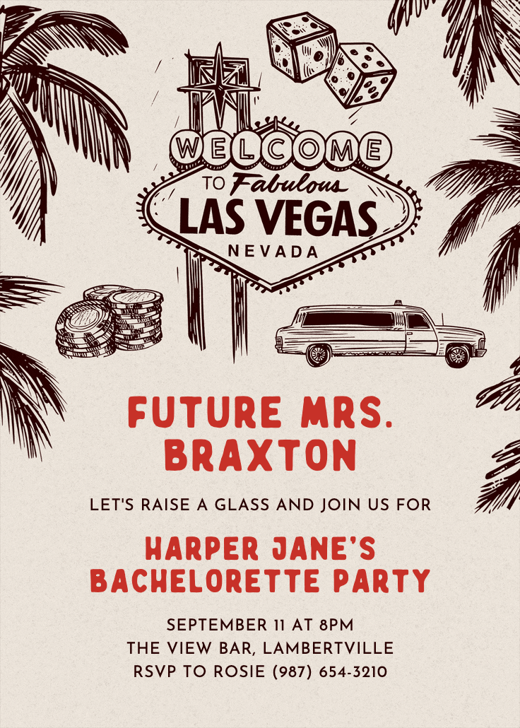 Vegas vibes - bachelorette party invitation