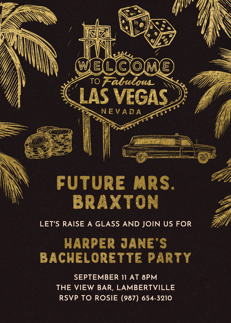 Vegas vibes - bachelorette party invitation