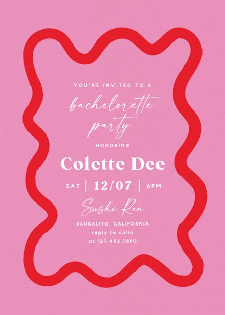 Wavy frame - bachelorette party invitation