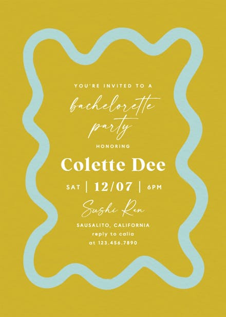 Wavy frame - bachelorette party invitation