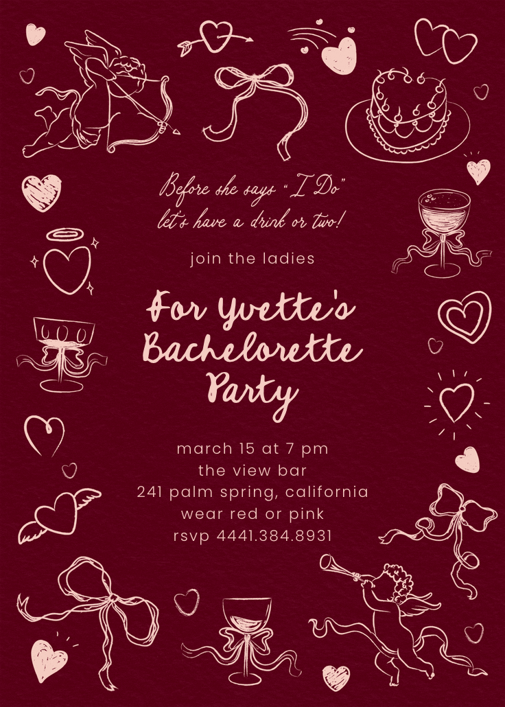 Wine about love -  invitación para despedida de soltera