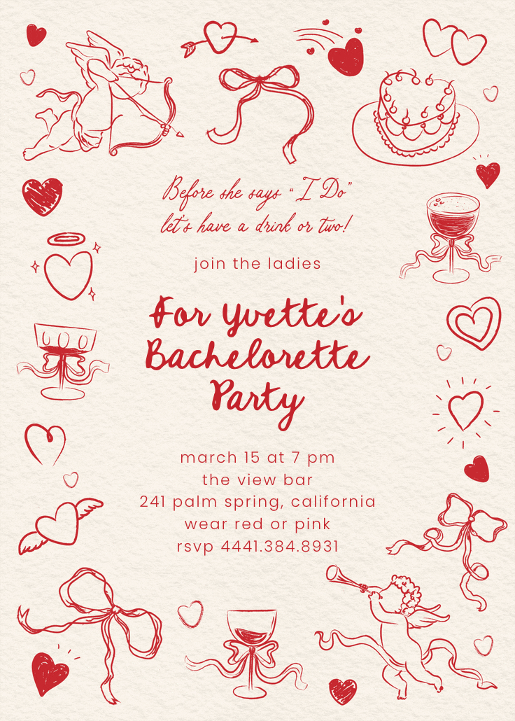 Wine about love - bachelorette party invitation