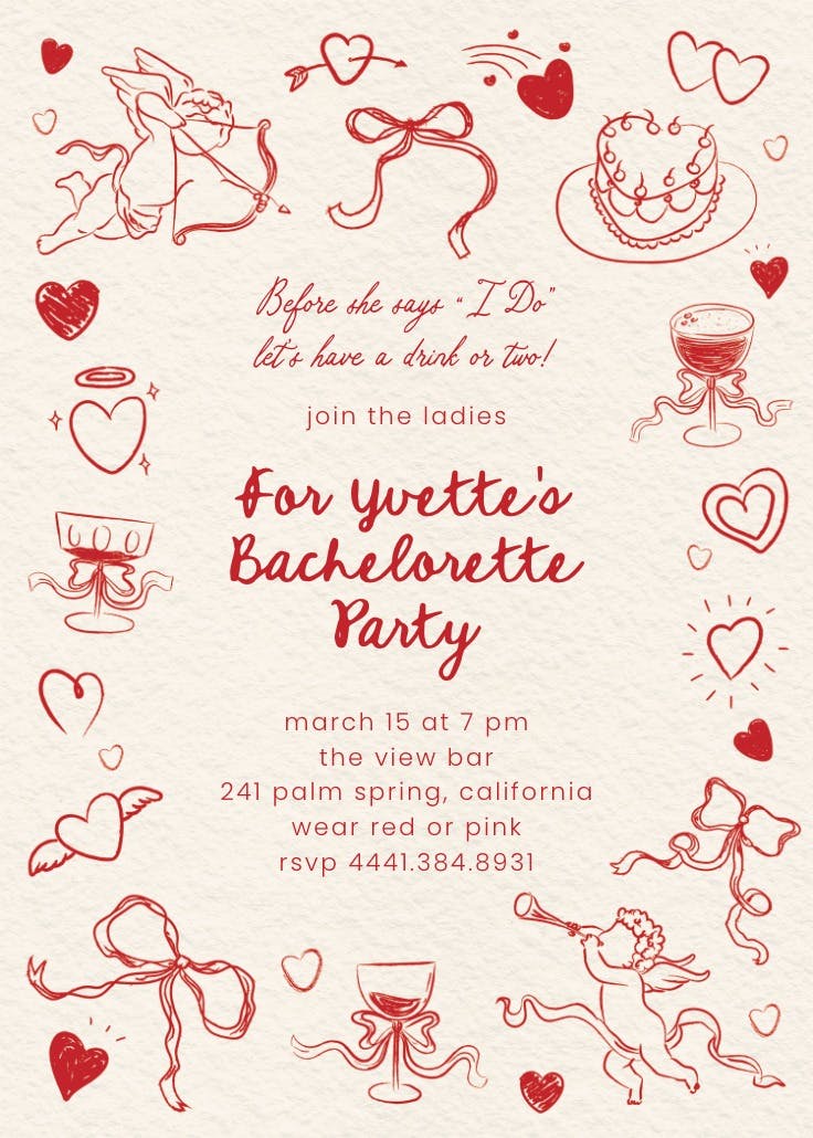 Wine about love -  invitación para despedida de soltera