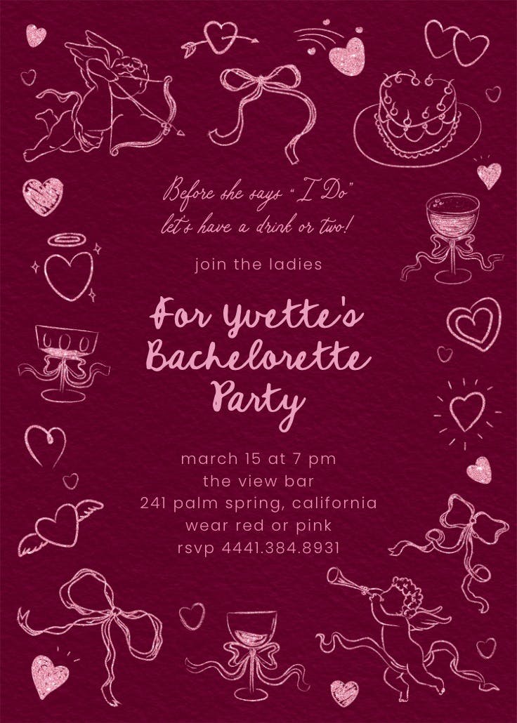 Wine about love -  invitación para despedida de soltera