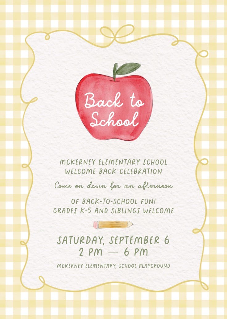 Apple for teacher - invitación de fiesta