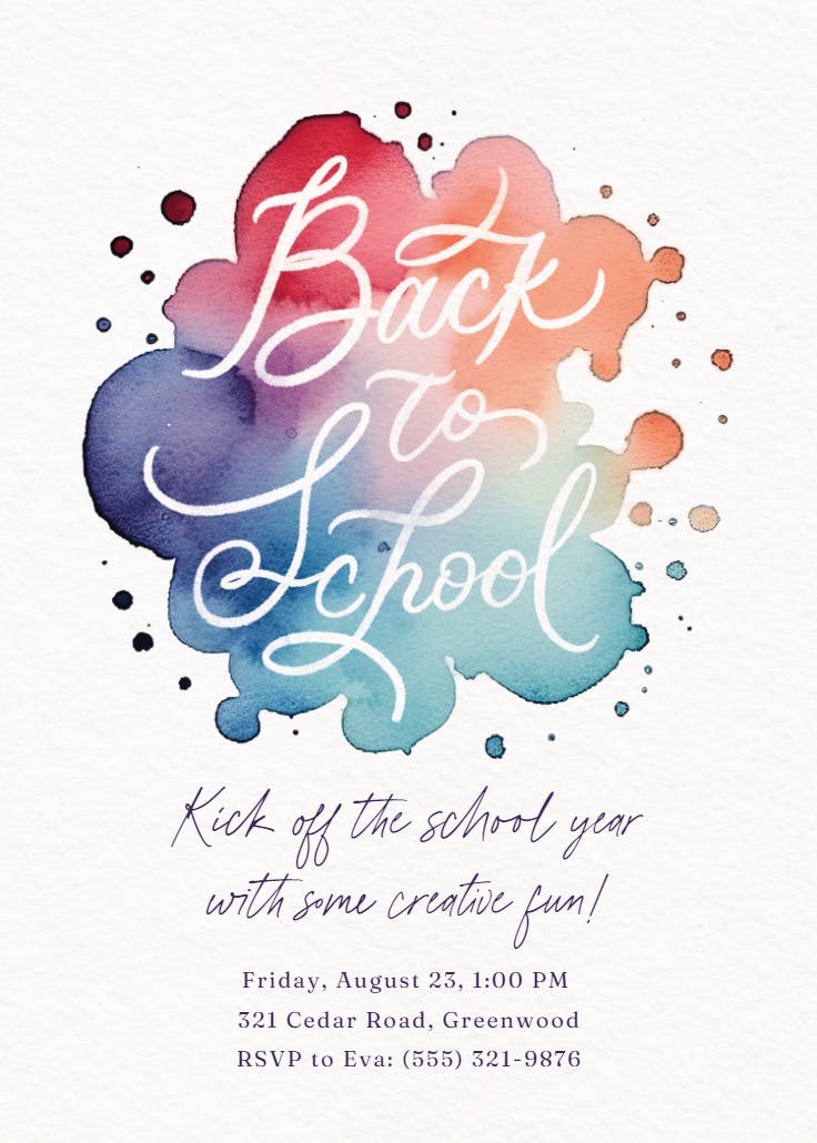 Arts & fun - back to school invitation