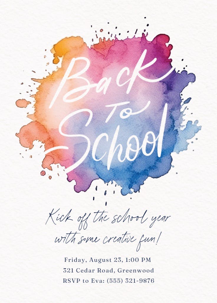 Arts & fun - back to school invitation