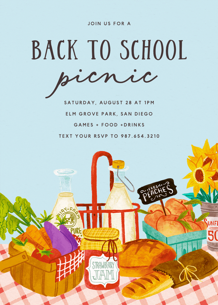 Back to school picnic - invitación para brunch