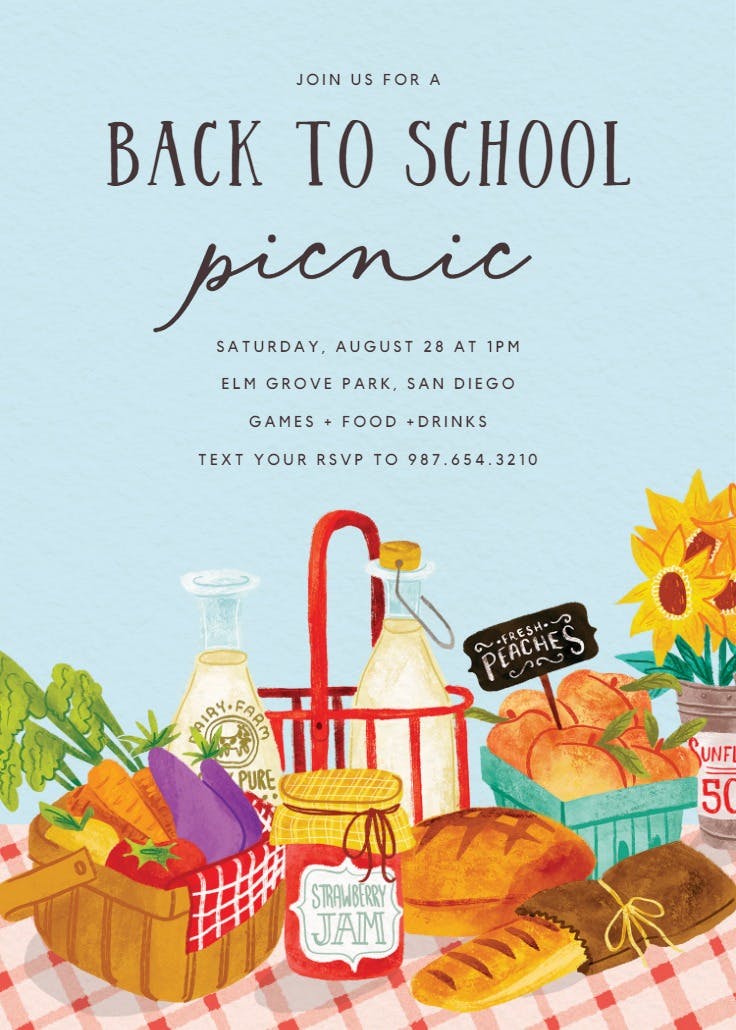 Back to school picnic - back to school invitation