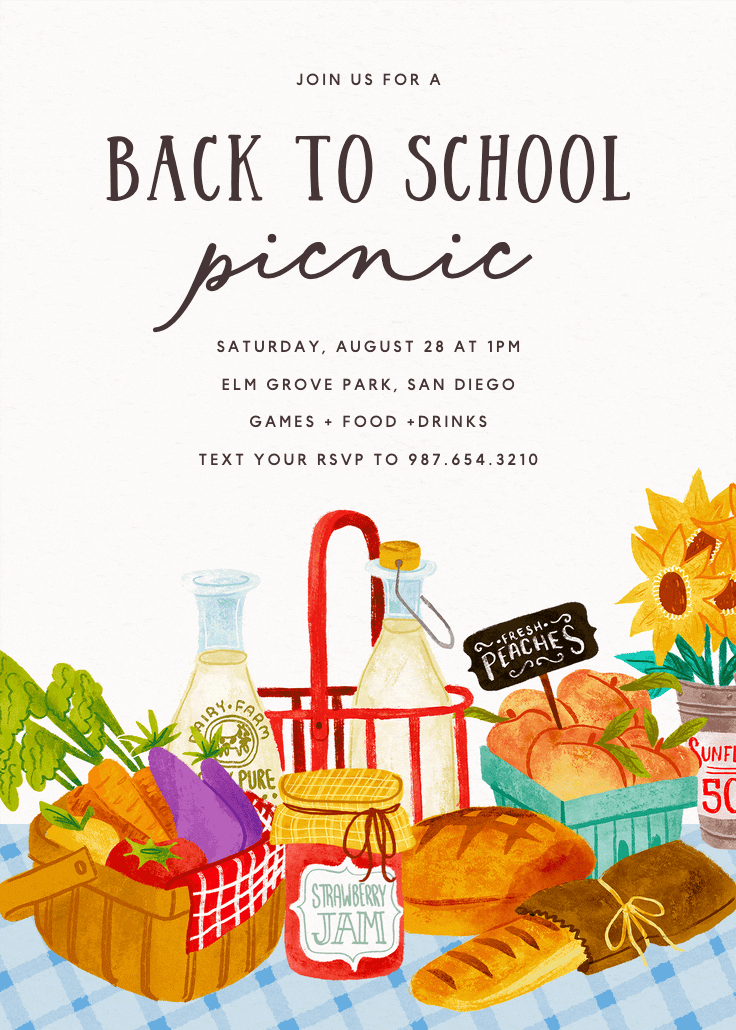 Back to school picnic - invitación para brunch