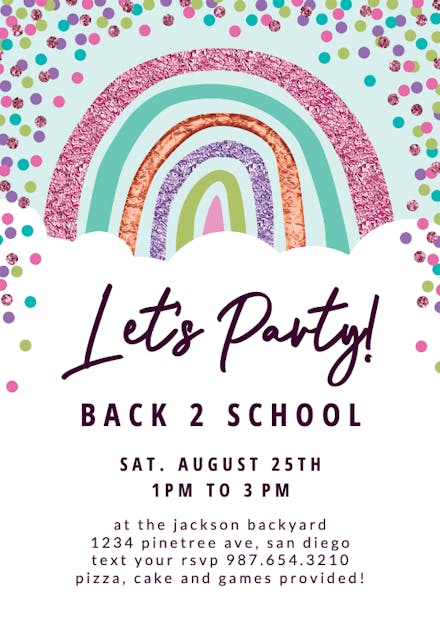 Big Rainbow And Sky - Back to School Invitation