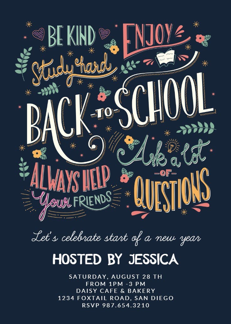 Chalk chat - back to school invitation