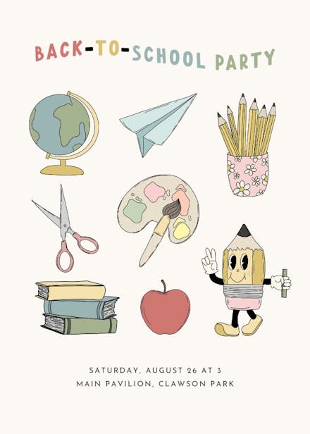 Class character - back to school invitation