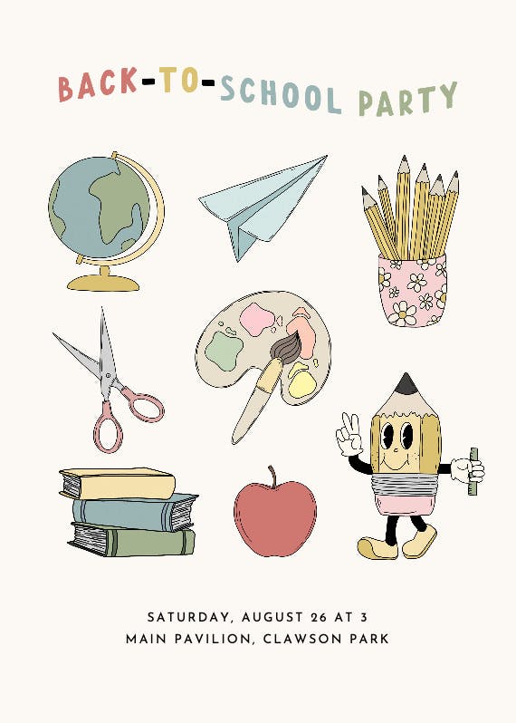 Class character - back to school invitation