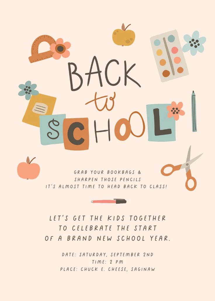Cute Class - Back to School Invitation Template (Free) | Greetings Island