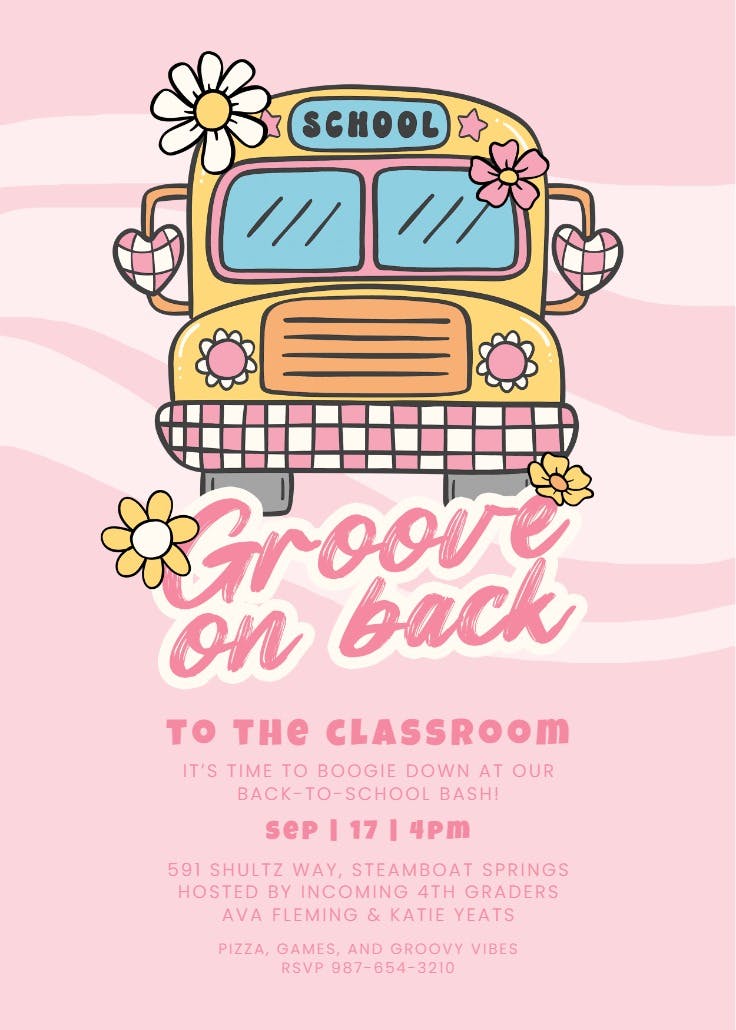 Groove bus - back to school invitation