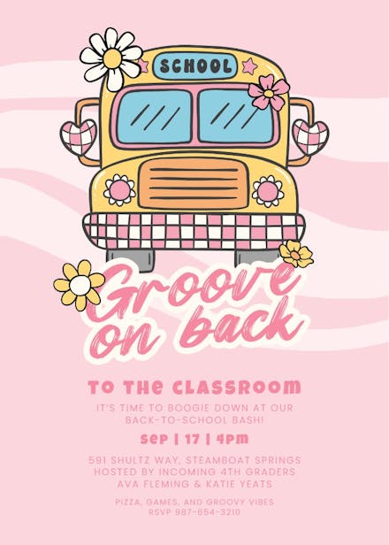 Groove bus - back to school invitation