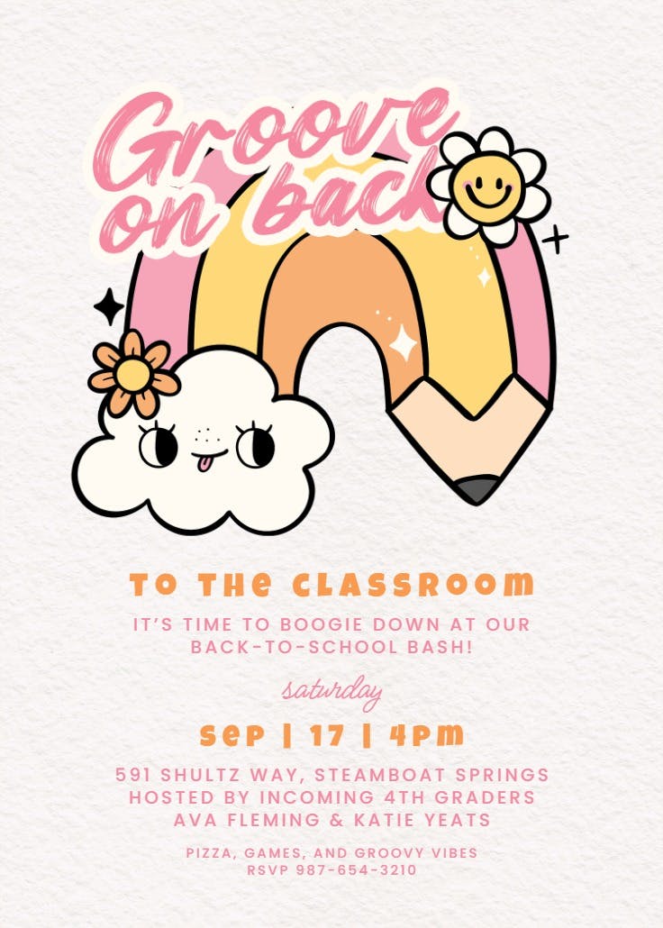 Groove on back - back to school invitation