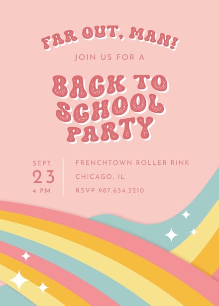 Groovy school - back to school invitation