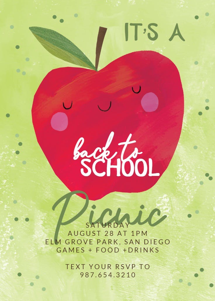 Happy little apple - back to school invitation