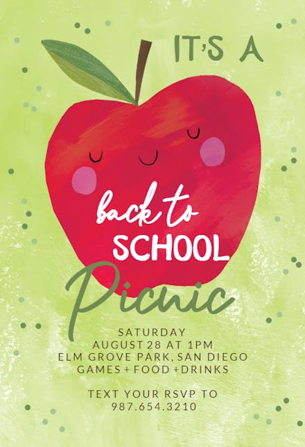 Happy little apple - Back to School Invitation