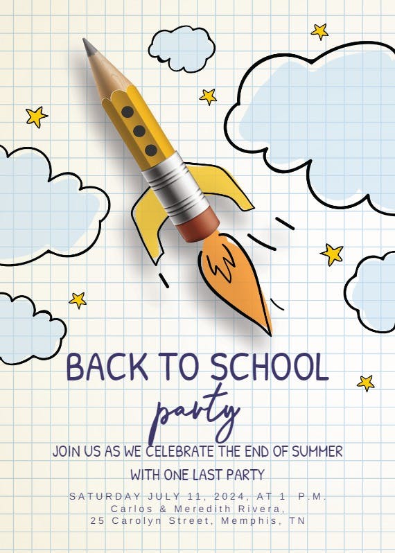 Launch into learning - back to school invitation