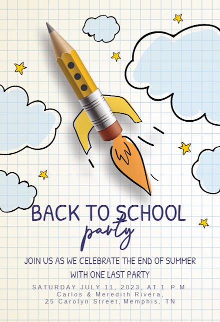 Launch Into Learning - Back to School Invitation