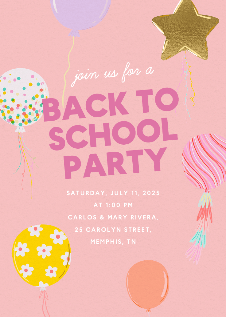 Party poppin - invitación para brunch