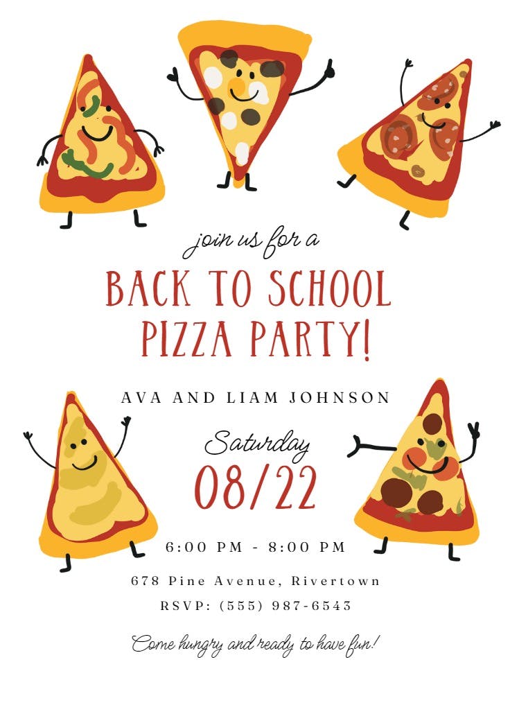 Pizza and fun - back to school invitation