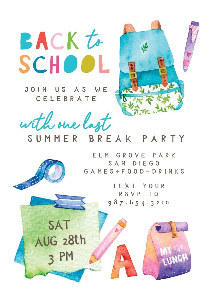 Ready for school - back to school invitation