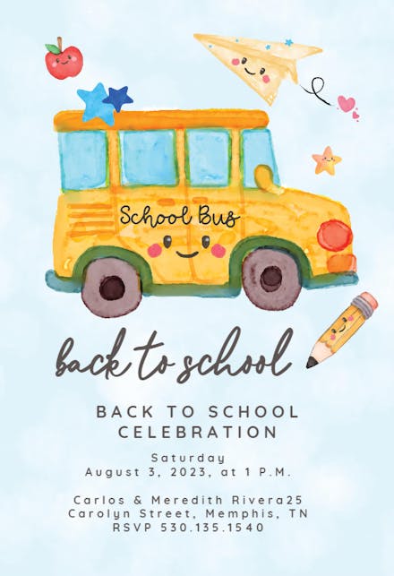 School daze - Back to School Invitation