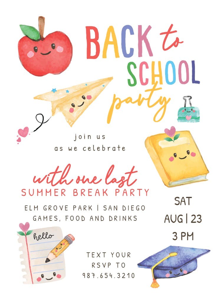 School tools - back to school invitation