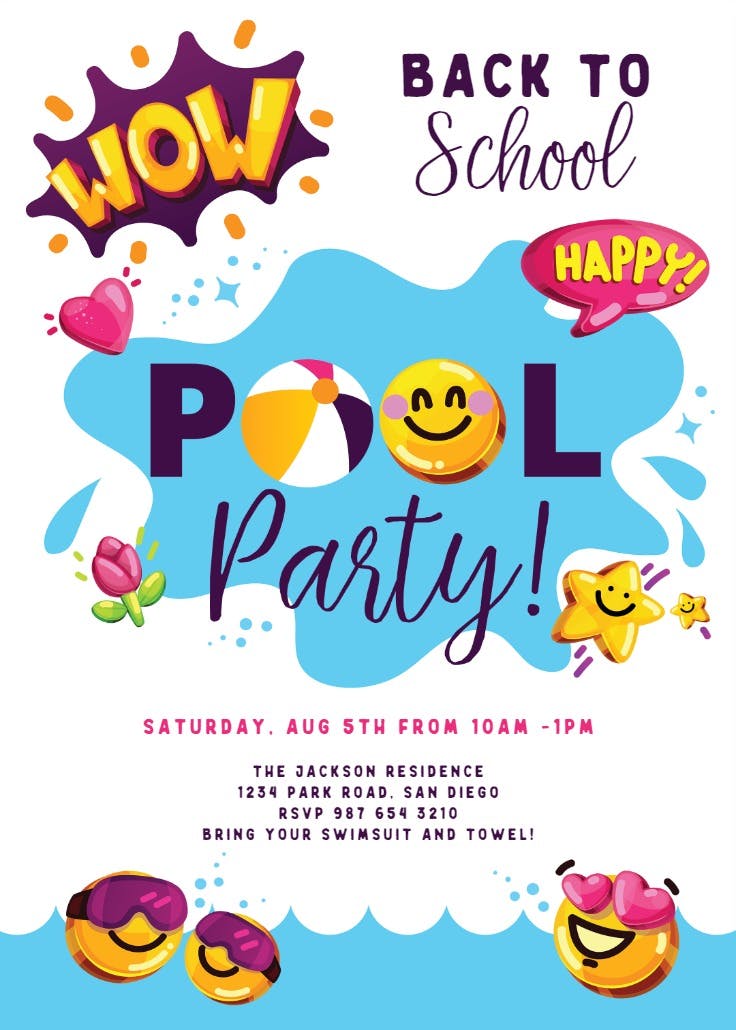 Splash fest - back to school invitation